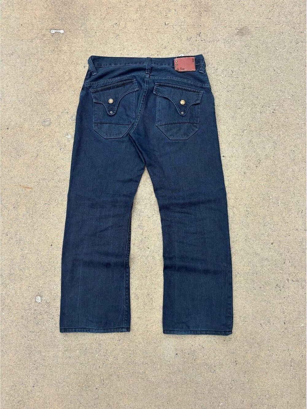Vintage G-Star RAW Dark Blue Denim Jeans Wide Leg Button Fly